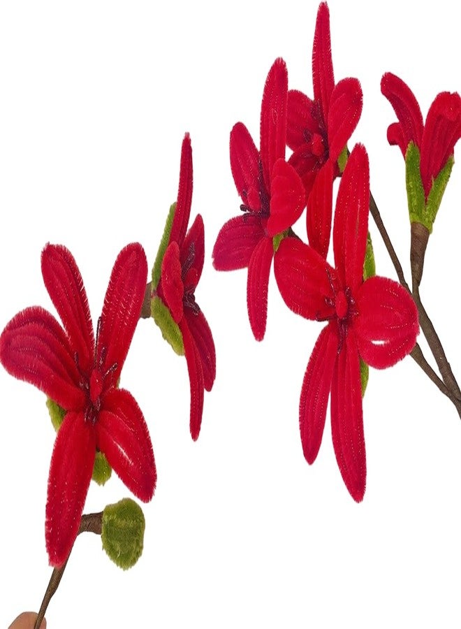 3A FEATURETAIL مجموعة 3A Featuretail المكونة من 200 قطعة من منظفات الأنابيب ثنائية اللون، منظفات أنابيب، أعواد شينيل ناعمة، لوازم حرفية لصنع الزهور، أعمال يدوية منزلية (لون أحمر وأخضر) - Image 3